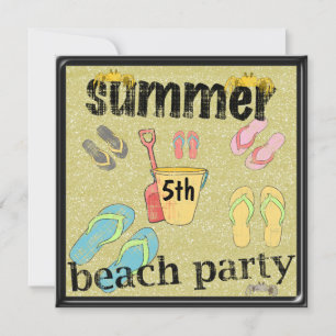 Invitación Chanclas 5º Cumpleaños Fiesta de Verano en la Play