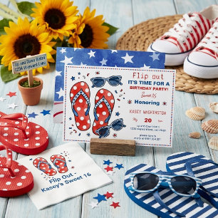 Invitación Chanclas del 4 de Julio Cumpleaños Patriótico de V