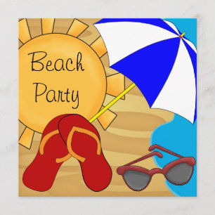 Invitación Chanclas Gafas de sol Playa Fiesta de Cumpleaños