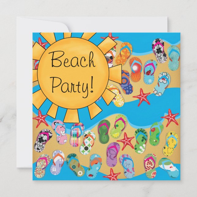 Invitación Chancletas de Sunshine Fiesta de Playa (Anverso)