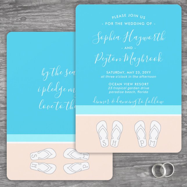 Invitación Chancletas Personalizadas Boda de Playa Moderna Se (Subido por el creador)