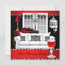 Invitación Chandelier Rojo Blanco Negro para Calentamiento de