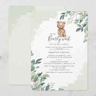 Invitación Chaparral Botánico Osos Parejas Baby Shower