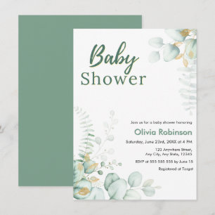 Invitación Chaparral de eucalipto botánico dorado Baby Shower