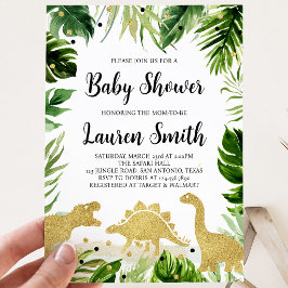 Invitación Chaparral Dorado Dinosaur Baby Shower 