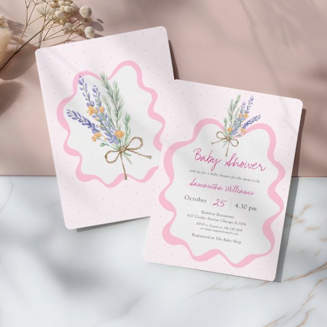 Invitación Chaparral Rosa Fantasioso Fiesta de Bebé Floral (Subido por el creador)