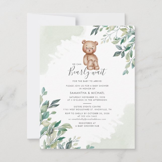 Invitación Chaparral Verde Para Baby Shower De Pareja (Anverso)