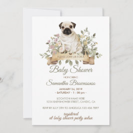 Invitación Chaparrito de Pug Baby Shower