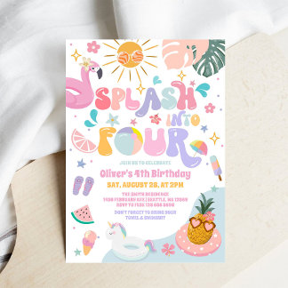 Invitación Chapotea en Cuatro Fiesta en la Piscina Cumpleaños