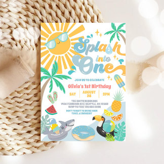 Invitación Chapotea en un cumpleaños de verano Splash Into On