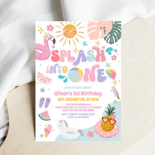 Invitación Chapotea en una fiesta de cumpleaños de verano en 