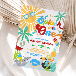 Invitación Chapotea En Una Fiesta De Cumpleaños Número Uno En