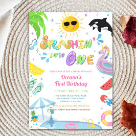 Invitación Chapoteando en una primera fiesta de cumpleaños en