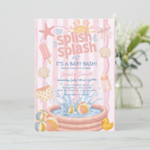 Invitación Chapoteo en la piscina de verano rosa Baby Shower