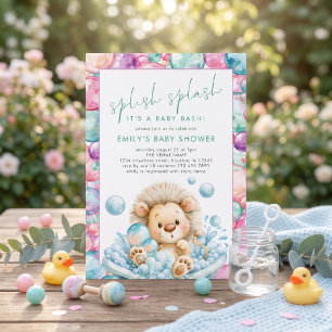 Invitación Chapoteo León Burbujas Shower para Bebé