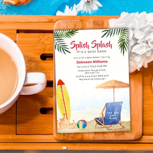 Invitación Chapoteo Salpicadura Tabla de Surf Niño Bañera de