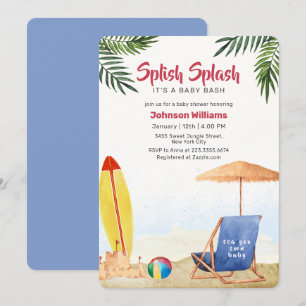 Invitación Chapoteo Salpicadura Tabla de Surf Niño Bañera de 