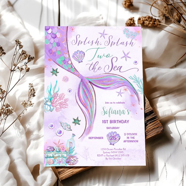 Invitación Chapoteo Splash Dos la Sirena del Mar Cumpleaños 2 (Subido por el creador)