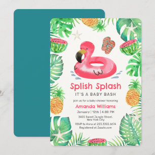 Invitación Chapoteo Tropical Fiesta en la Piscina de la Playa