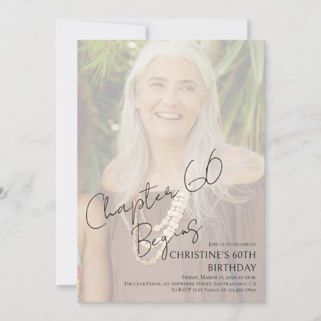 Invitación Chapter 60 Custom Sixtieth Birthday Photo  (Anverso)