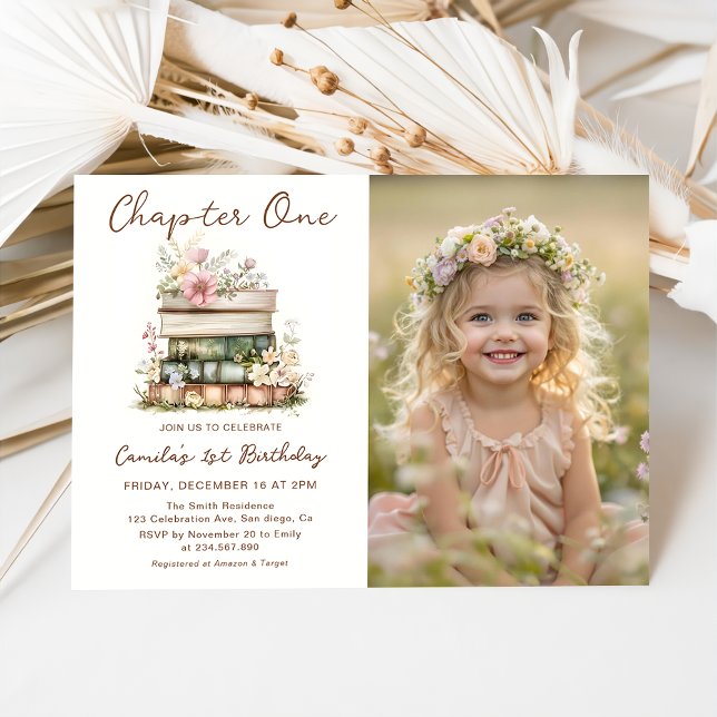 Invitación Chapter One Books 1st Birthday Photo Invitation (Subido por el creador)