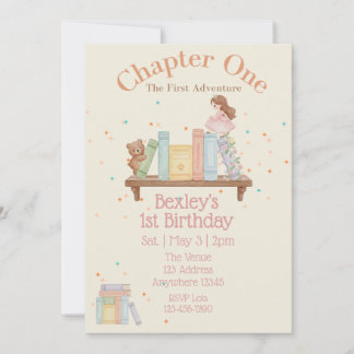 Invitación Chapter One, First Adventure, 1st Birthday Girl