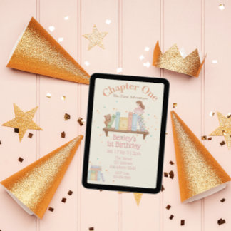 Invitación Chapter One, First Adventure, 1st Birthday Girl
