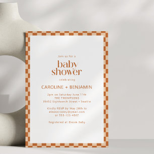 Invitación Chaqueta de ducha de bebé Terracota Check todo en