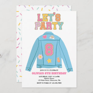 Invitación Chaqueta de jean de parche perrito 8Cumpleaños