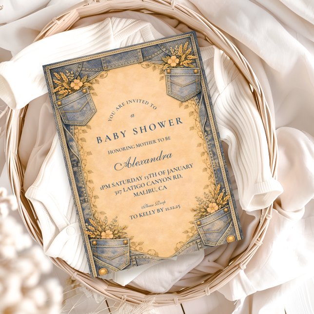 Invitación Chaqueta de mezclilla Baby Shower de Vaquero Peque (Subido por el creador)
