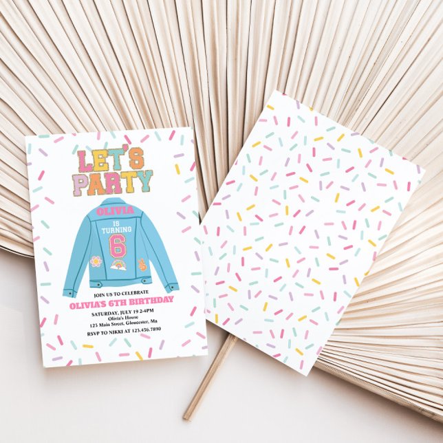 Invitación Chaqueta vaquera Preppy Patch cumpleaños 6 (Subido por el creador)