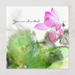 Invitación CHARCA LOTUS l arte de la pintura del cepillo del