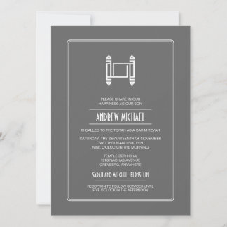 Invitación Charcoal Simple Torah Bar Mitzvah