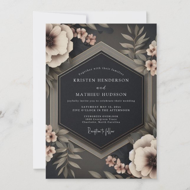 Invitación Charcoal Taupe Gloaming Wedding (Anverso)