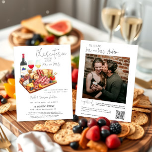 Invitación Charcuterie Board Wine Cheese Couples Ducha Foto