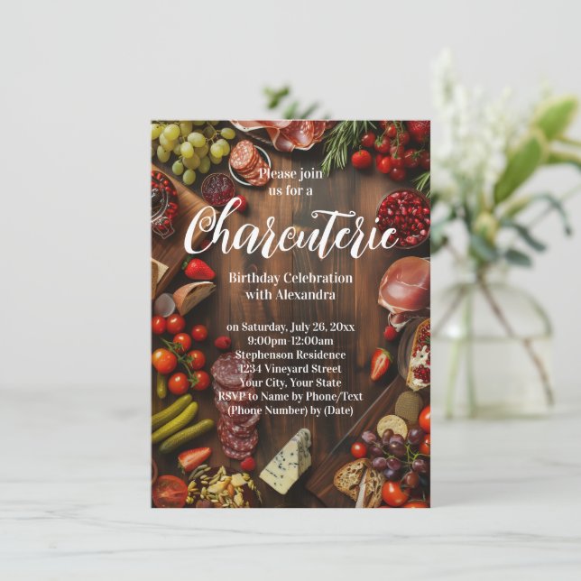 Invitación Charcuteristas Chicas fiesta de cumpleaños nocturn (Anverso de pie)