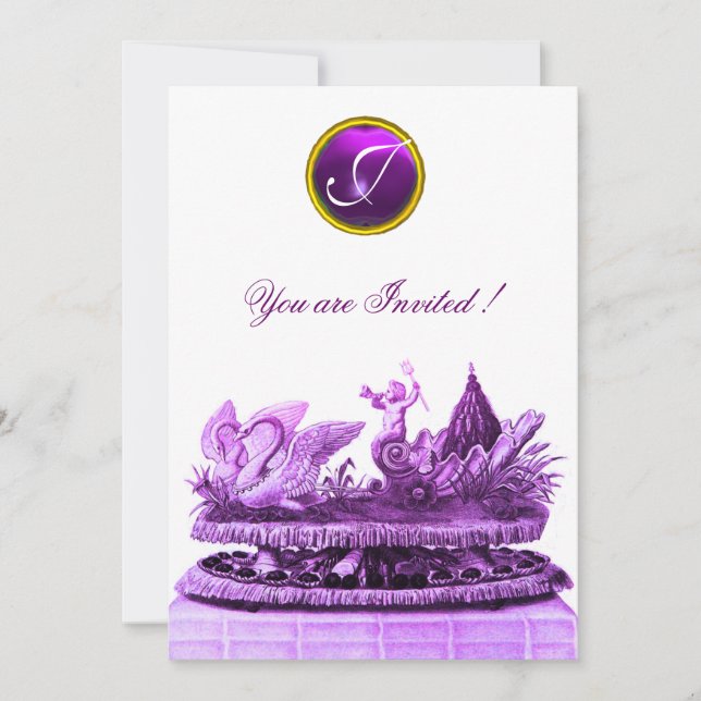 INVITACIÓN CHARIOT DE SUDORES Y CUPCAKES PURPLE BEACH WEDDING (Anverso)