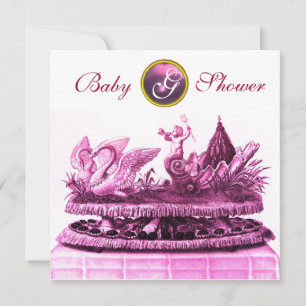 INVITACIÓN CHARIOTA ROSA DE SWANS / CHICA DE CUPCAKES BABY SH