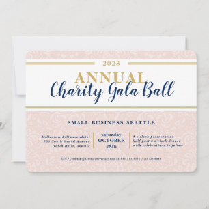 Invitación CHARITY GALA BALL elegante evento marina oro rosa
