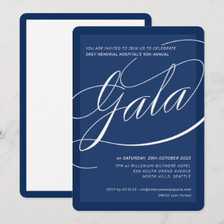 Invitación CHARITY GALA elegant formal calligraphy navy blue