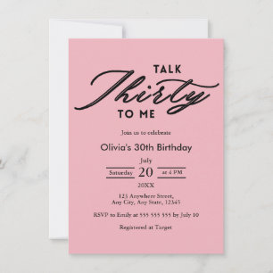 Invitación Charla Rosa Moderna Cumpleaños 30