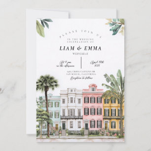 Invitación Charleston Acuarela Rainbow Row