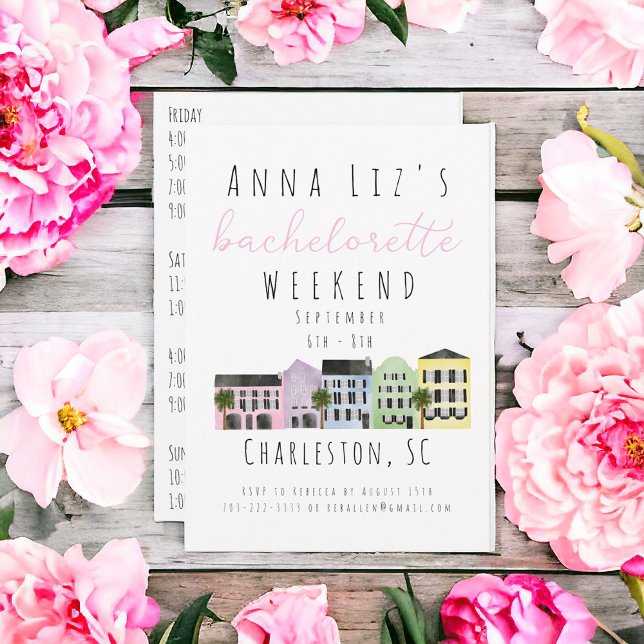 Invitación Charleston Bachelorette Party Itinerario fin de se (Subido por el creador)