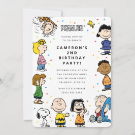 Invitación Charlie Brown y el cumpleaños de Gang Confetti