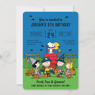 Invitación Charlie Brown y el cumpleaños de la banda Hallowee