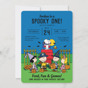 Invitación Charlie Brown y Gang Halloween 1er cumpleaños