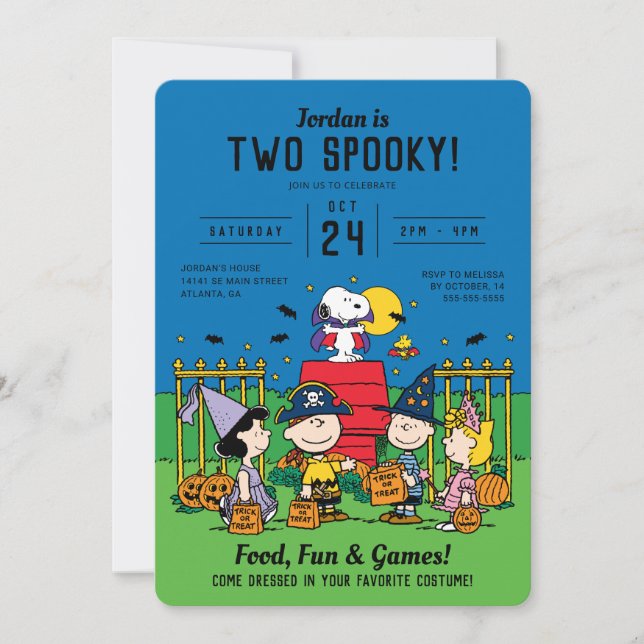 Invitación Charlie Brown y Halloween de pandillas 2º cumpleañ (Anverso)