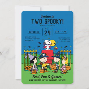 Invitación Charlie Brown y Halloween de pandillas 2º cumpleañ