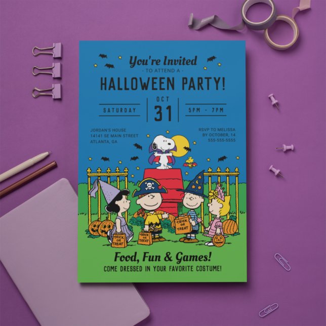 Invitación Charlie Brown y la fiesta de las bandas de Hallowe (Subido por el creador)