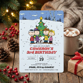 Invitación Charlie Brown y los cumpleaños de invierno de los